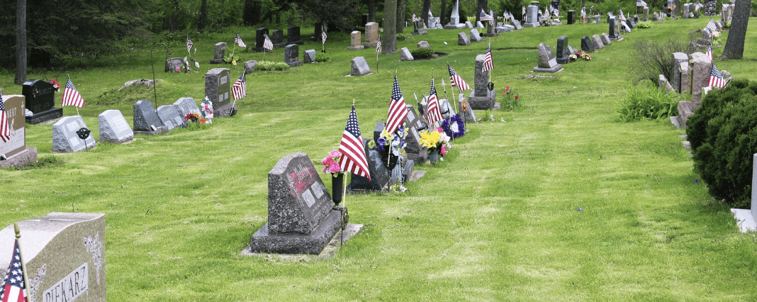 Cemetery wide with flags