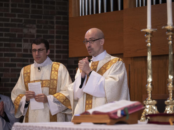 Fr. Shane Johnson celebrates Mass on Divine Mercy Sunday